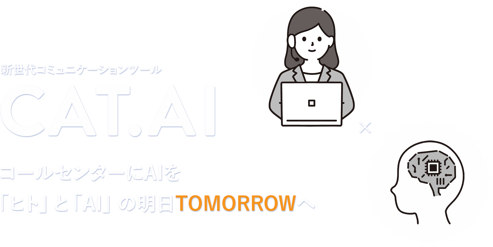 新世代コミュニケーションツールCAT.AI コールセンターにAIを
「ヒト」と「AI」の明日TOMORROWへ
