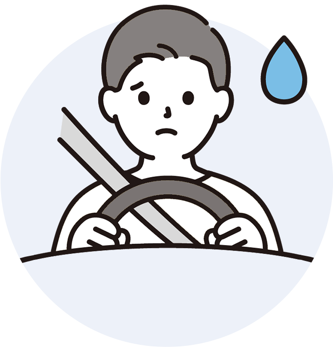 車内で困っている男性のイラスト