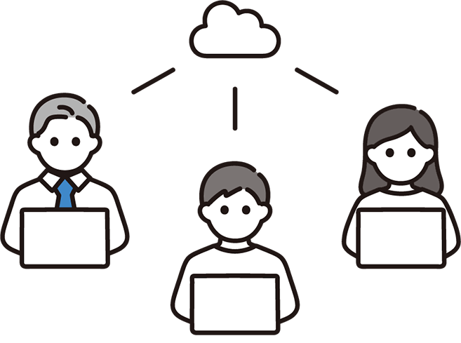 インターネットでつながる人たちのイラスト