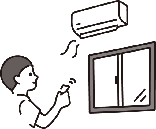 エアコンを操作する人のイラスト